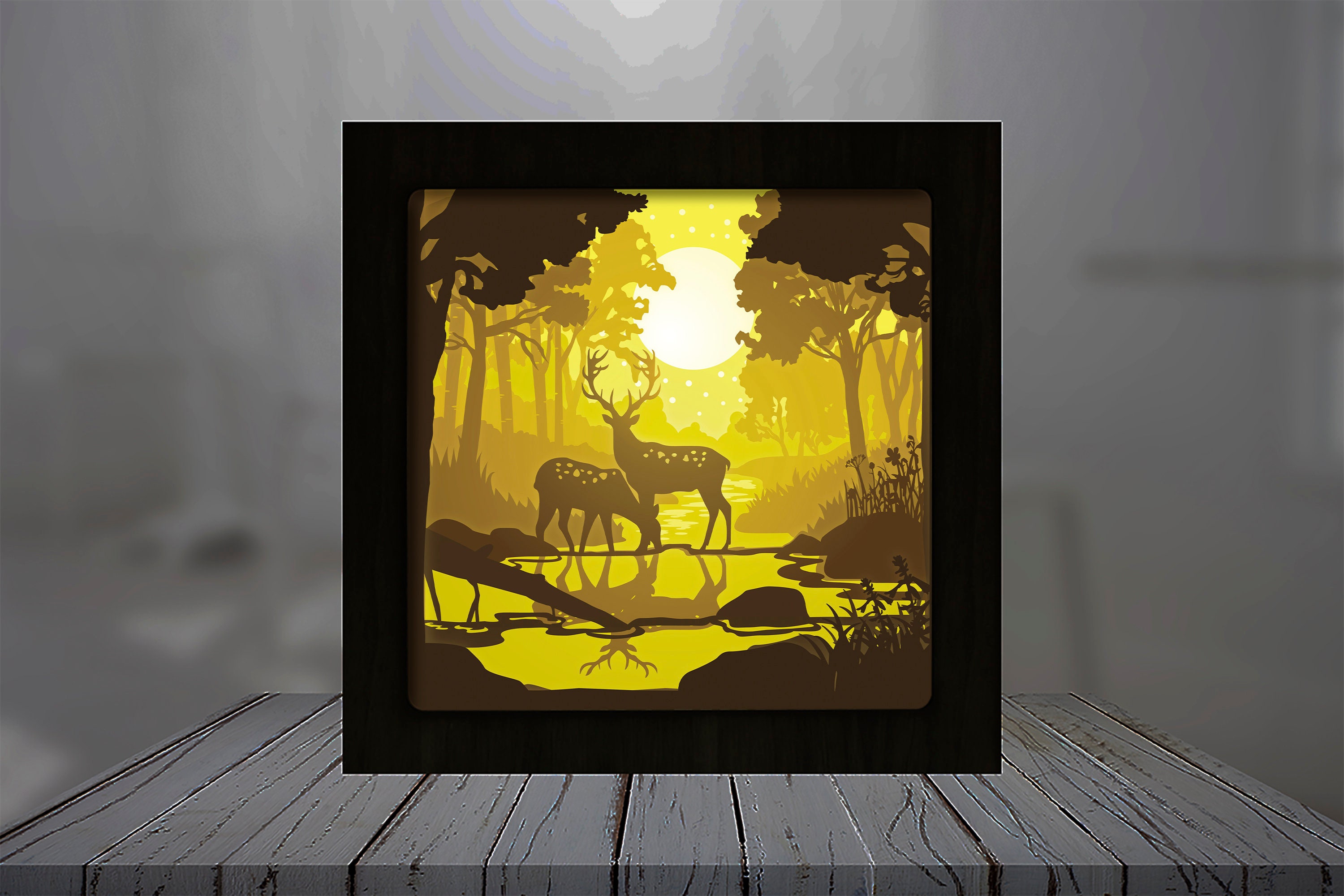 Cerfs 4 Square Shadow box svg Paper cut light box template | Etsy Cerfs 4 Square Shadow box svg Paper cut light box template | Etsy