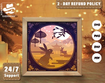 Rabbit, Hare Layered Paper Cutting Art, SVG Files for Cricut, DIY