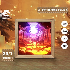 3D-hert silhouet, schaduwdoos sjablonen, papier gesneden, bestanden voor de cricut, voor silhouet, lasergesneden bestanden, 3D-gelaagde kunst 4