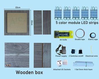 Paper cut light box kit full size 21x21x7.5cm paper cutting light box, shadow box, 3D papercut light Box, cutting Cricut, shadow paper cut