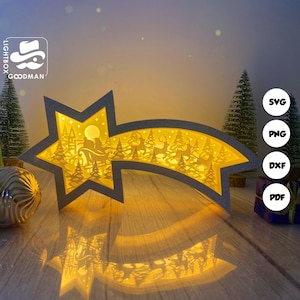 Christmas Santa Star Lantern SVG - Christmas Lantern Paper Cut - DIY Paper Lantern - Paper Cutting Template - Christmas Lantern Template