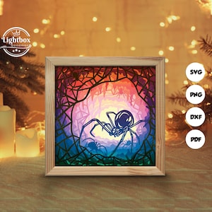 3d Spinne Silhouette, Schattenbox Vorlagen, Papierschnitt, Cricut-Dateien, für Silhouette, Laser Cut Files, 3D Layered Art