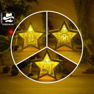 Pack 3 Christmas Star Lantern SVG - Christmas Lantern Paper Cut - DIY Paper Lantern - Paper Cutting Template - Christmas Lantern Template