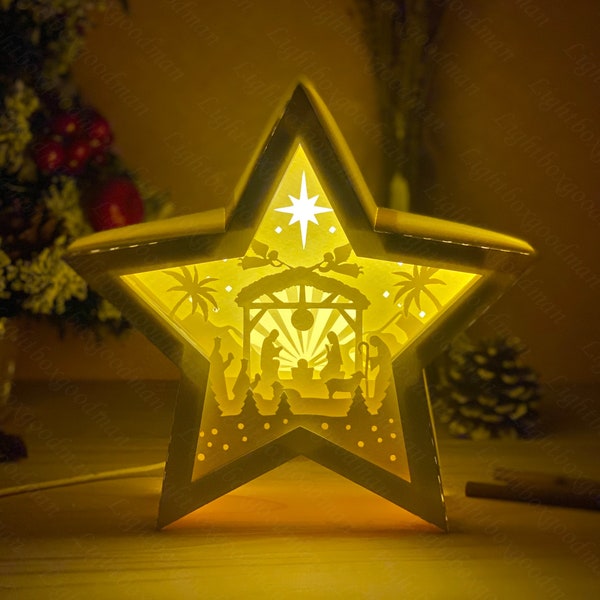 Nativity Scene Star Shadow Box Svg For Cricut Projects DIY, Merry Christmas Star Lantern SVG for Christmas Decoration, Silhouette Studio Nativity Scene Star Shadow Box Svg For Cricut Projects DIY, Merry Christmas Star Lantern SVG for Christmas Decoration, Silhouette Studio
