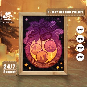 3d Christmas 20 Silhouette, Shadow Box Templates, Paper Cut, Files for cricut, for Silhouette, Laser Cut Files, 3d Layered Art