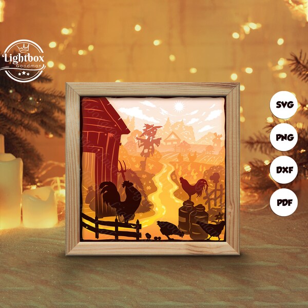 Chicken Shadow Box Files, Paper Cut Light Box Template Files, Shadow Box Paper Cut, 3D Papercut Light Box SVG File DIY, Cutting Cricut Chicken Shadow Box Files, Paper Cut Light Box Template Files, Shadow Box Paper Cut, 3D Papercut Light Box SVG File DIY, Cutting Cricut