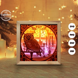 Eule 3D Silhouette, Schatten Box Vorlagen, Papierschnitt, Cricut Dateien, für Silhouette, Laser Cut Files, 3D Layered Art