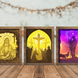 Combo 3 templates Jesus Paper cut light box template, shadow box, 3D papercut lightbox svg file DIY, cutting Cricut, svg template Cricut