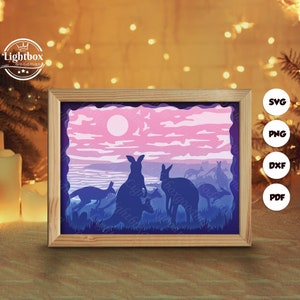 Kangaroo Shadow Box Files, Paper Cut Light Box Template Files, Shadow ...