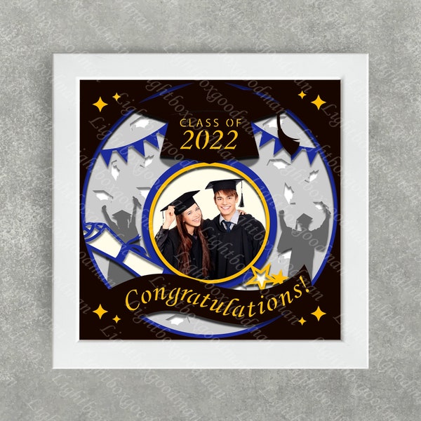 Customizable Graduation Shadow Box Files, Paper Cut Light Box Template Files, Shadow Box Paper Cut, 3D Papercut Light Box SVG File DIY