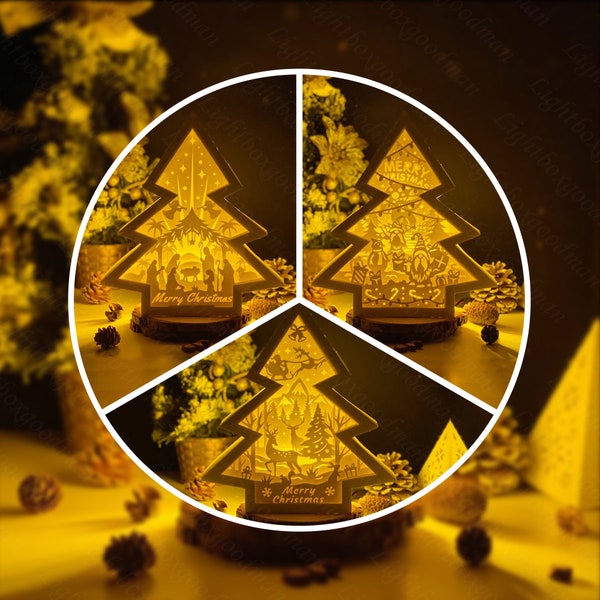Pack 3 Christmas shadow box svg, Christmas tree svg, tree paper lantern svg, cricut files, cutting lamp 3D shadow box Pack 3 Christmas shadow box svg, Christmas tree svg, tree paper lantern svg, cricut files, cutting lamp 3D shadow box