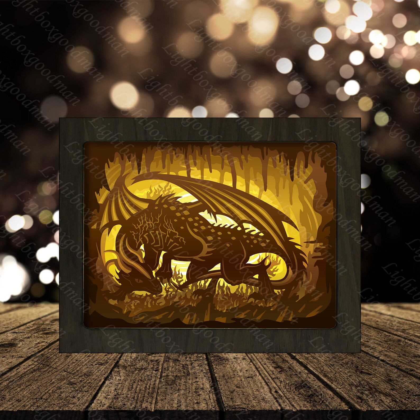 Dragon 3 Paper Cut Light Box Template Files Shadow Box 3D | Etsy