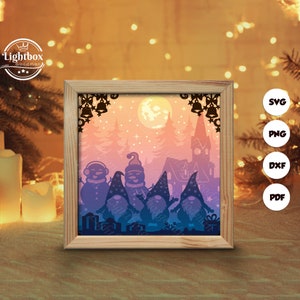 3D-kerstkabouter 1 silhouet, schaduwdoos sjablonen, papier knippen, bestanden voor de cricut, voor silhouet, lasergesneden bestanden, 3D-gelaagde kunst