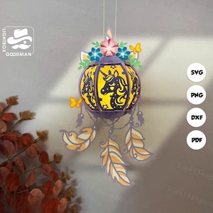 Unicorn Lantern SVG - Unicorn Lantern Paper Cut - DIY Insect Paper Lantern - Paper Cutting Template - Unicorn Lantern Template