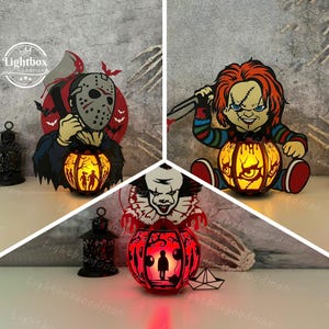 Lot de 3 lanternes d'Halloween SVG - lanterne d'Halloween découpée en papier - lanterne en papier insecte bricolage - modèle de découpe de papier - modèle de lanterne d'Halloween