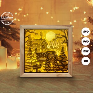 Joyeux Noël 22 Silhouette 3D, modèles Shadow Box, papier découpé, fichiers pour cricut, pour Silhouette, fichiers découpés au laser, art en couches 3D