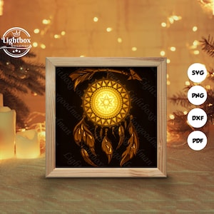 3d Dreamcatcher Silhouette, Szablony Shadow Box, Cięcie papieru, Pliki do Cricut, do Silhouette, Pliki do cięcia laserowego, Sztuka warstwowa 3D