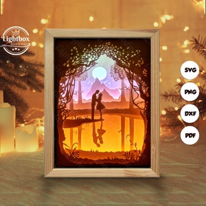Silhueta 3D Love 8, Modelos de Caixa de Sombra, Corte de Papel, Arquivos para Cricut, para Silhouette, Arquivos de Corte a Laser, Arte em Camadas 3D