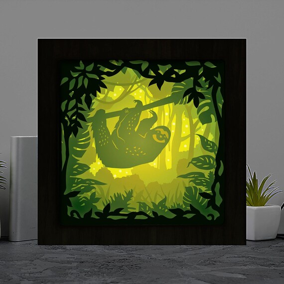 Download Sloth In The Jungle 1 Paper Cut Light Box Template Files Etsy