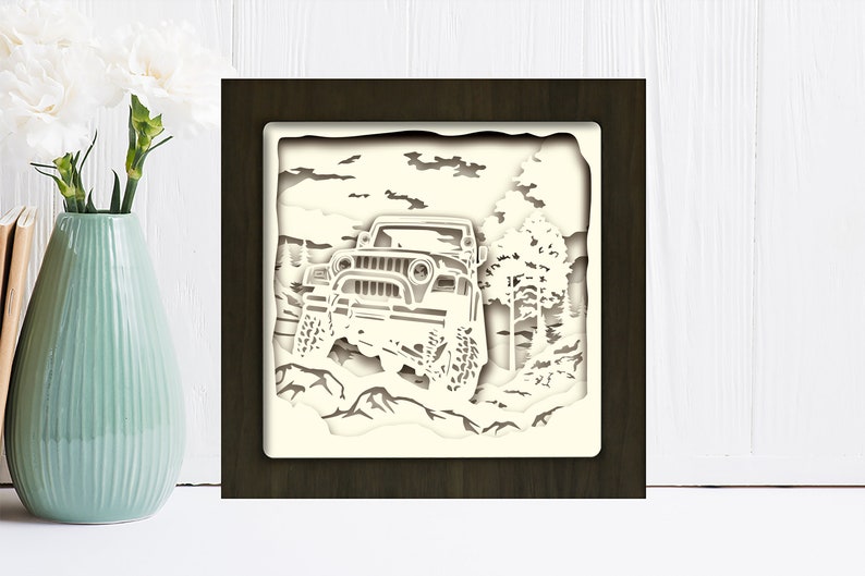 Download Jeep Square Shadow Box Svg 3D-Papier geschnitten Licht Box ...