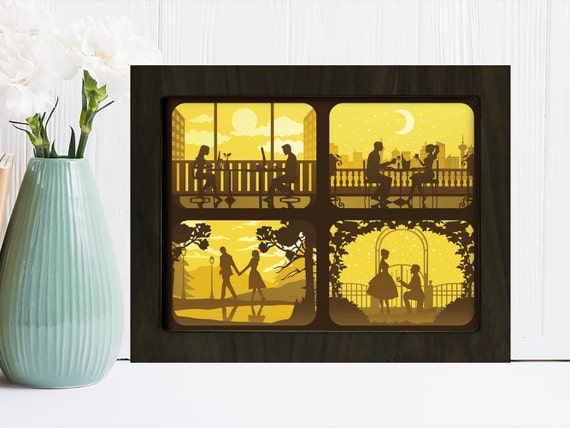 Download Love Story Shadow Box Paper Cut Light Box Shadow Box Svg Etsy