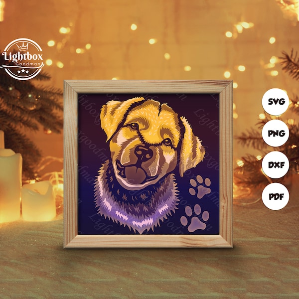 Labrador Retriever Shadow Box Files, Paper Cut Light Box Template Files, Shadow Box Paper Cut, 3D Papercut Light Box SVG File DIY