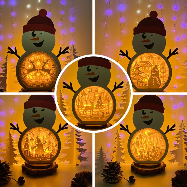 Pack 5 Christmas Snowman Shadow Box SVG For Cricut Projects DIY, Santa Claus Snowman Box Lantern For Christmas Decoration, Cutting Cricut Pack 5 Christmas Snowman Shadow Box SVG For Cricut Projects DIY, Santa Claus Snowman Box Lantern For Christmas Decoration, Cutting Cricut