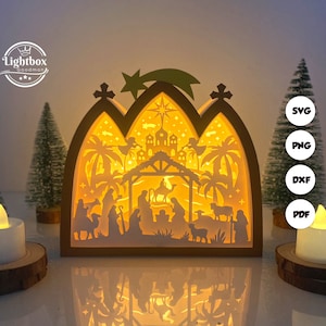 Nativity House Box 1 Shadow Box SVG For Cricut Projects DIY, Nativity House Box Lantern For Christmas Decoration