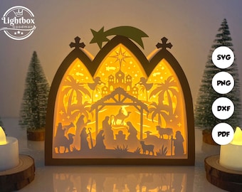 Nativity House Box 1 Shadow Box SVG For Cricut Projects DIY, Nativity House Box Lantern For Christmas Decoration