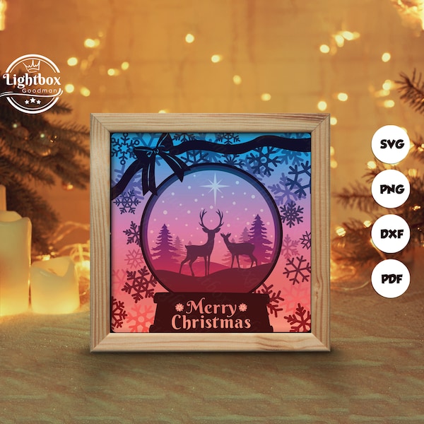 Christmas 15 Shadow Box Files, Paper Cut Light Box Template Files, Shadow Box Paper Cut, 3D Papercut Light Box SVG File DIY, Cutting Cricut