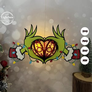 The Grinch 3 Weihnachten SVG - Weihnachtslaterne Papierschnitt - DIY Insekt Papierlaterne - Papierschnitt Vorlage - Weihnachtslaterne Vorlage