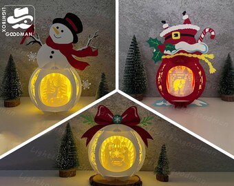 Pack 3 Lantern Christmas Lantern SVG: Paper Cut Light Box Template (Digital Download) 22