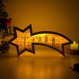 Lampe lanterne étoile Jésus de Noël SVG - lanterne de Noël découpée en papier - lanterne en papier pour travaux manuels - modèle de découpe de papier - modèle de lanterne de Noël