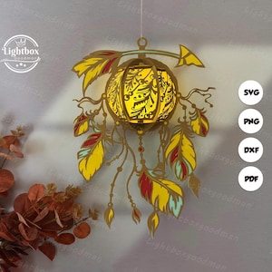 Dreamcatcher 3 Lantern SVG - Dream Lantern Paper Cut - DIY Paper Lanterns - Szablon do wycinania papieru - Szablon Dreamcatcher Lantern