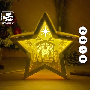 Nativity Scene Star Lantern SVG - Christmas Lantern Paper Cut - DIY Paper Lantern - Paper Cutting Template - Christmas Lantern Template