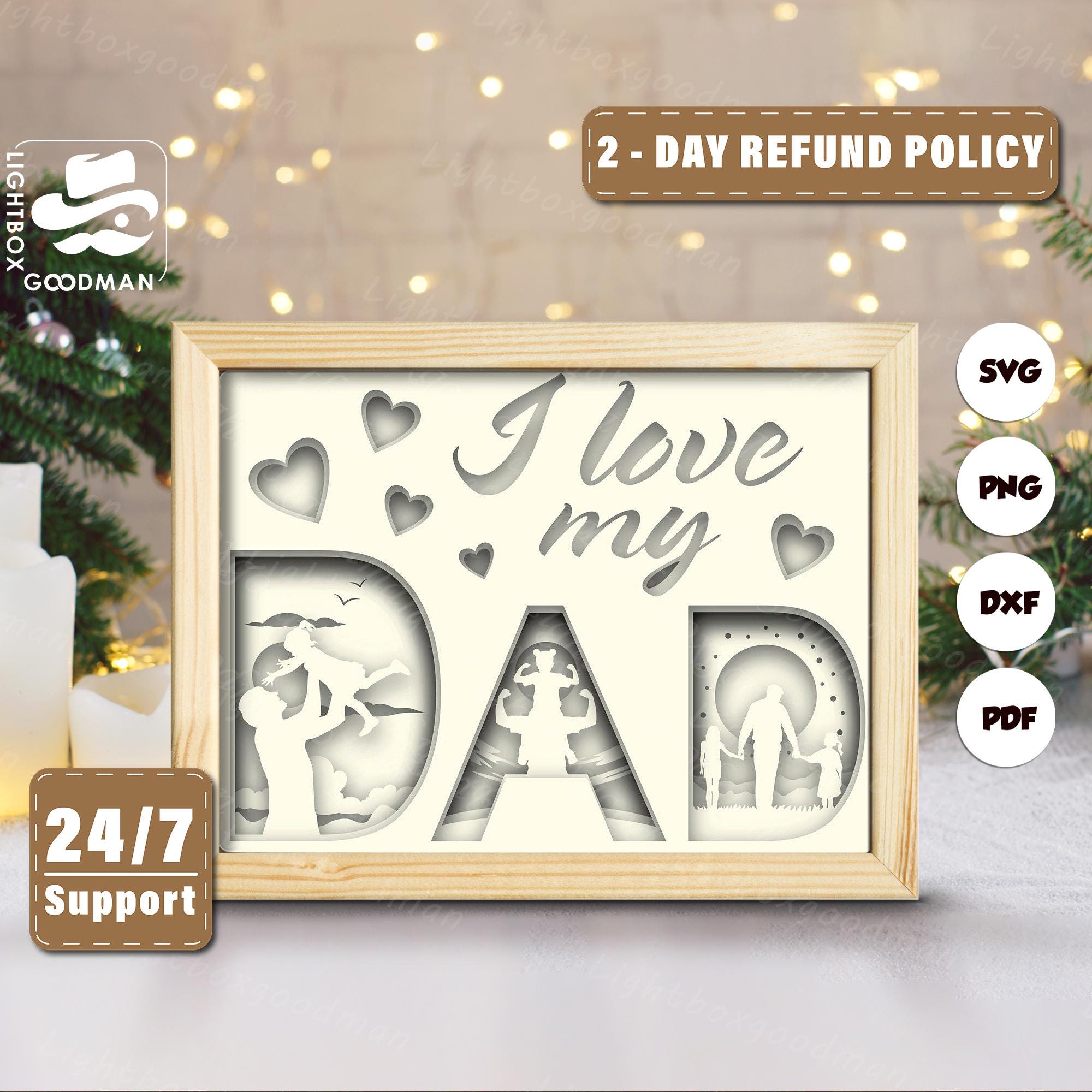 3d I Love My Dad Silhouette, Shadow Box Templates, Paper Cut, Files for ...