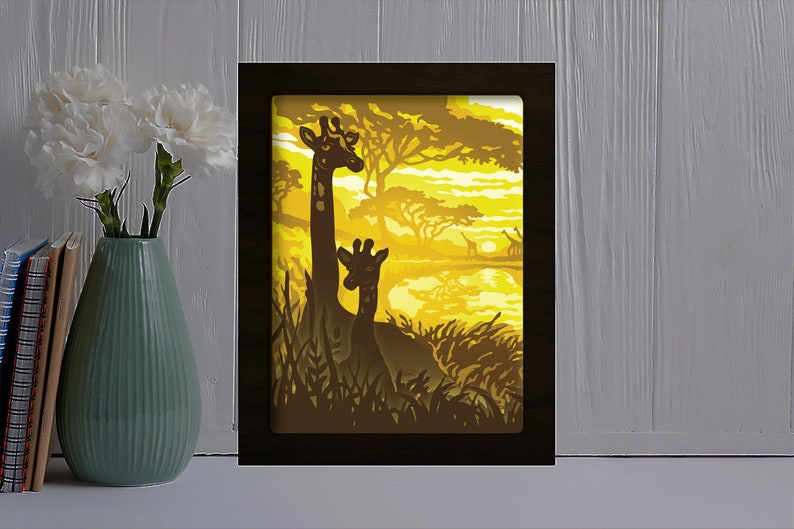 Download Giraffe Shadow box svg 3D Paper Cut Light Box Template SVG | Etsy