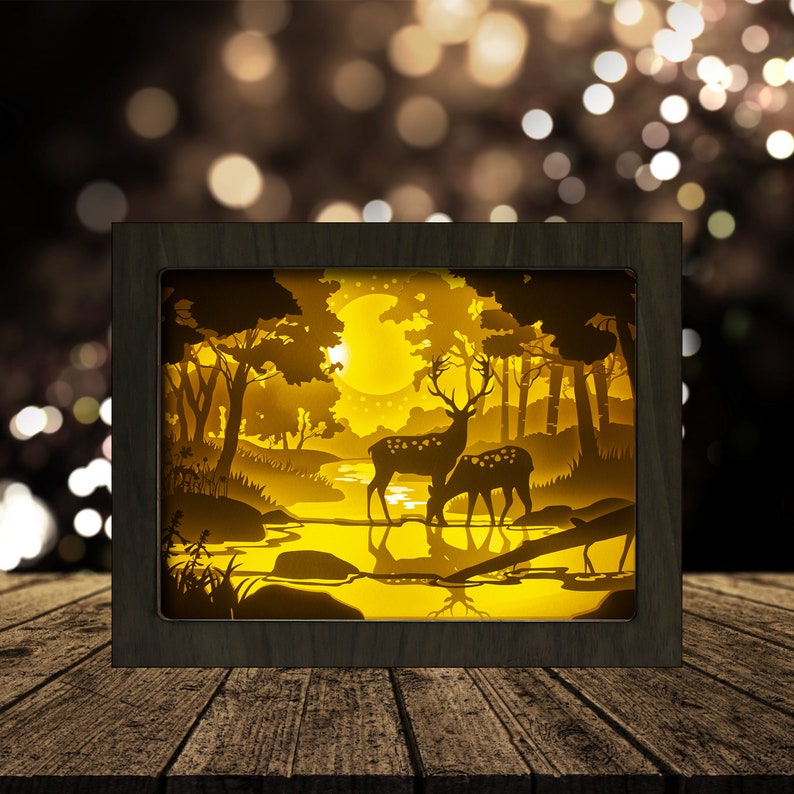 Download Deer 4 Shadow Box Paper Cut Light Box Shadow Box Svg Light Etsy