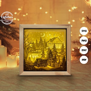 Silhouette 3D de Noël 21, modèles Shadow Box, papier découpé, fichiers pour cricut, pour Silhouette, fichiers découpés au laser, art en couches 3D