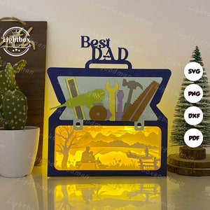 Fishsing Dad's Hand Tools Box Lantern SVG - Dad Lantern Paper Cut - DIY Paper Lantern - Paper Cutting Template - Father Day Lantern Template