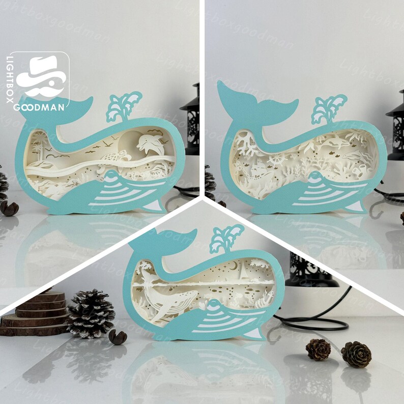 Pack 3 Ocean Whale Box Lantern SVG: DIY Paper Cut Template - Etsy Australia