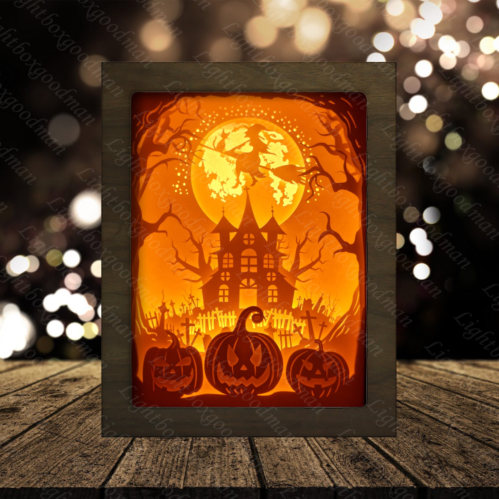 Halloween 3 Paper Cut Light Box Template Shadow Box 3D Paper Etsy