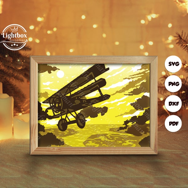 Vintage Plane Shadow Box Files, Paper Cut Light Box Template Files, Shadow Box Paper Cut, 3D Papercut Light Box SVG File DIY, Cutting Cricut Vintage Plane Shadow Box Files, Paper Cut Light Box Template Files, Shadow Box Paper Cut, 3D Papercut Light Box SVG File DIY, Cutting Cricut