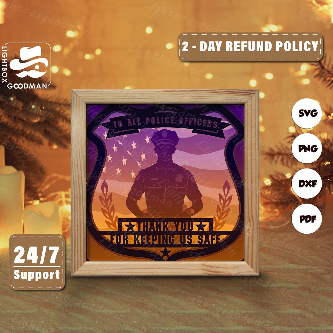 3d Police Officer Silhouette, Shadow Box Templates, Paper Cut, Files ...