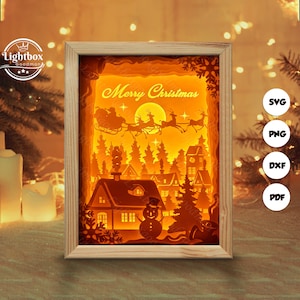 Silhouette 3D de Noël 9, modèles Shadow Box, papier découpé, fichiers pour cricut, pour Silhouette, fichiers découpés au laser, art en couches 3D