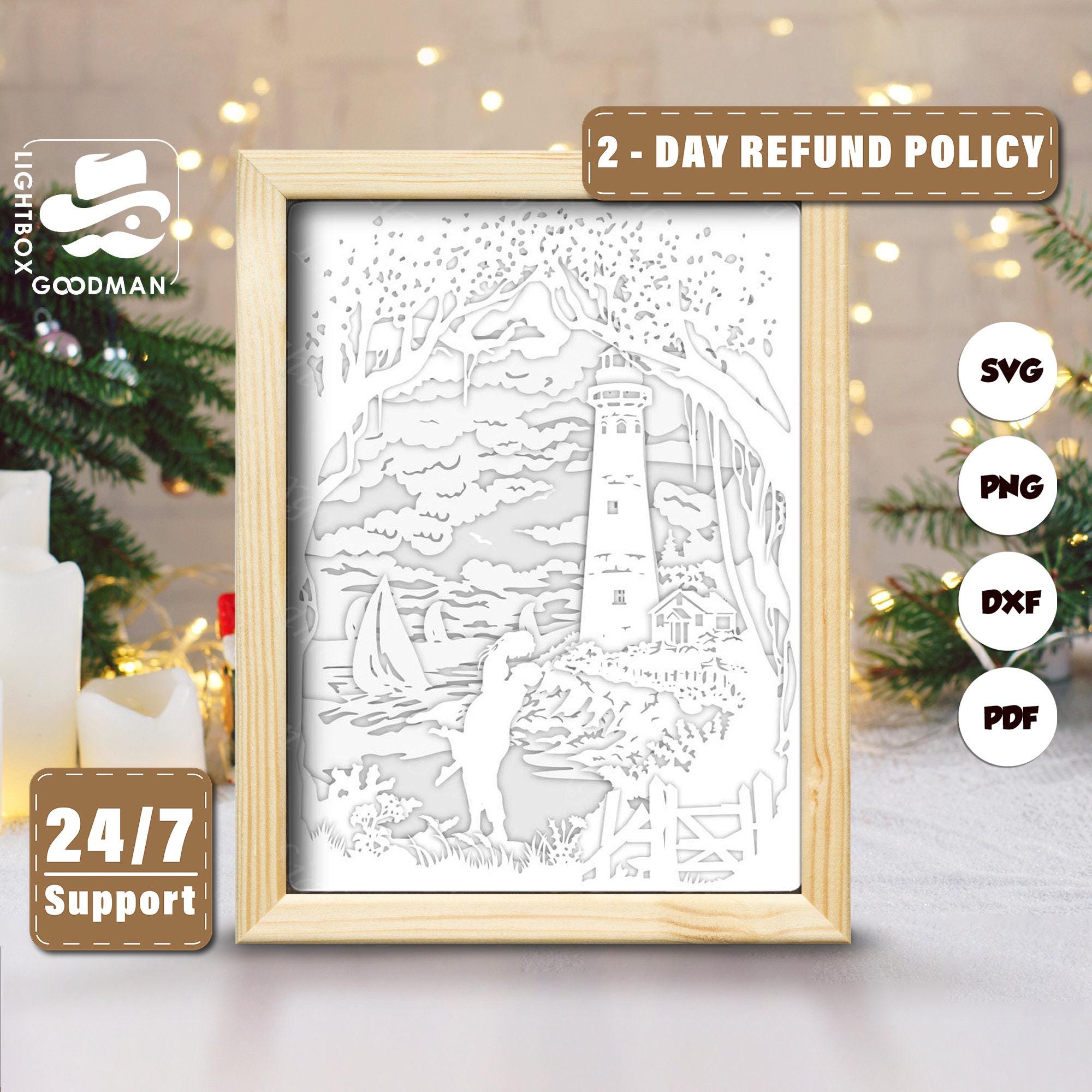 3D Lighthouse Shadow Box Template, Paper Cut Files (svg, Pdf, Png, Dxf ...