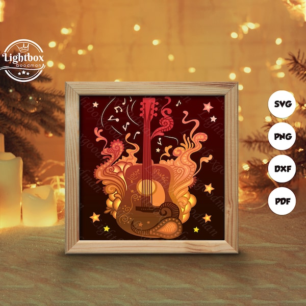 Guitar Shadow Box Files, Paper Cut Light Box Template Files, Shadow Box Paper Cut, 3D Papercut Light Box SVG File DIY, Cutting Cricut Guitar Shadow Box Files, Paper Cut Light Box Template Files, Shadow Box Paper Cut, 3D Papercut Light Box SVG File DIY, Cutting Cricut