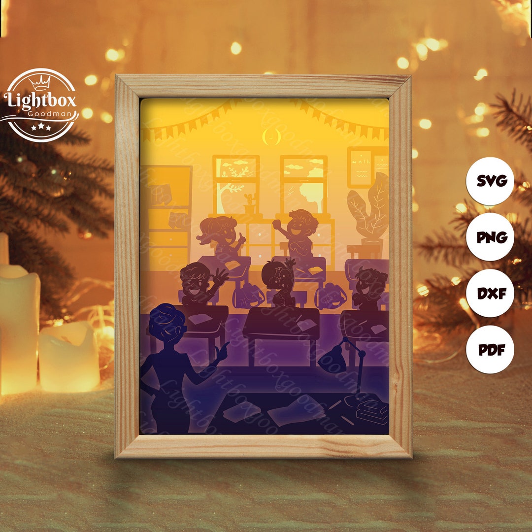 3d Happy Class Silhouette, Shadow Box Templates, Paper Cut, Files for ...