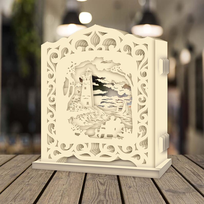 Download Lighthouse 3D Pop Up Light Box Template SVG Digital | Etsy