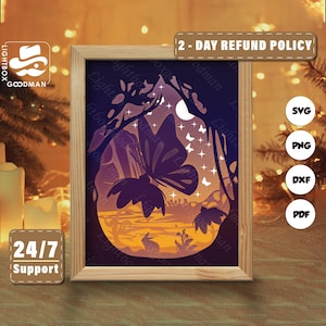 3d Simple Butterfly Silhouette, Shadow Box Templates, Paper Cut, Files for cricut, for Silhouette, Laser Cut Files, 3d Layered Art